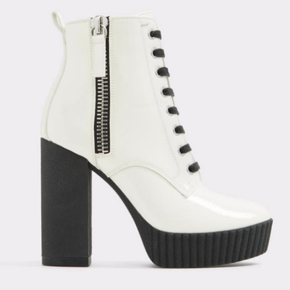 Aldo white heel boots size 6.5
